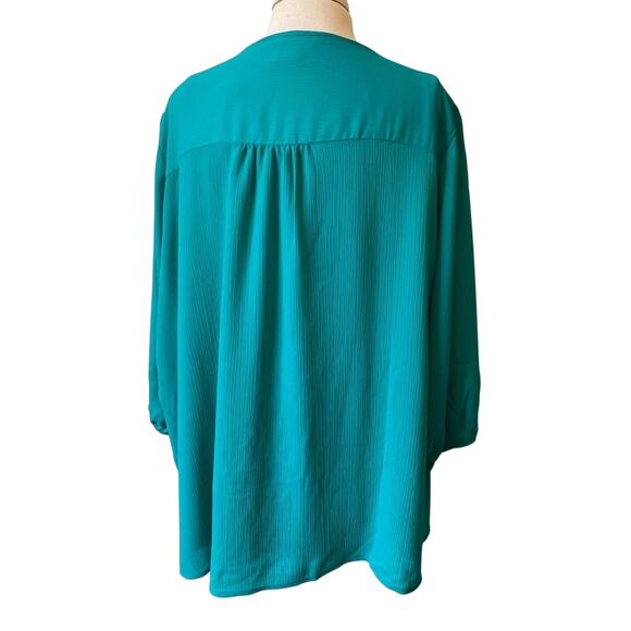 Bob Mackie NWT Embroidered Metallic Ribbed Sheer Blouse Womens 28W Plus Art Chic - Picture 3 of 11